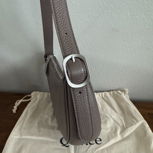 Quince - Italian Leather Mini Crescent Shoulder Bag in Taupe - Picture 7 of 13